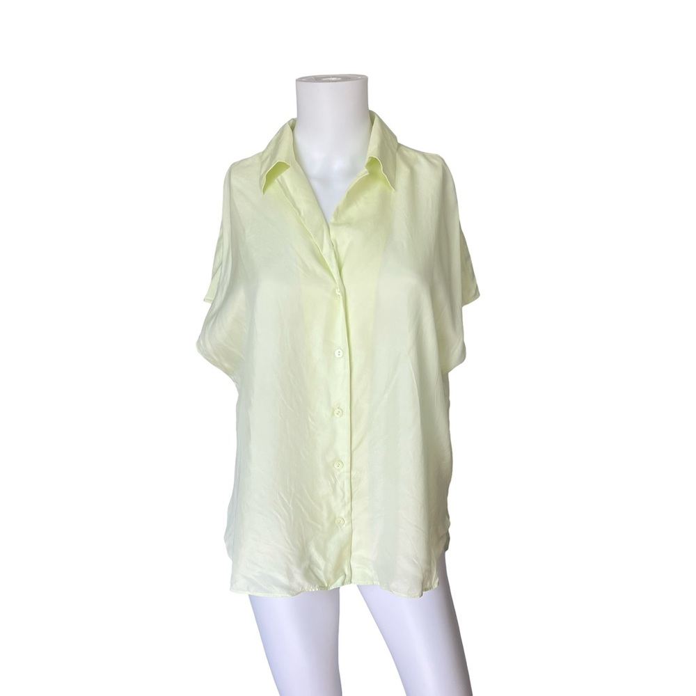 Banana Republic Silk Button Up Shirt Frosted Celery Green Womens Size Small